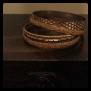 Coral and gold bracelets